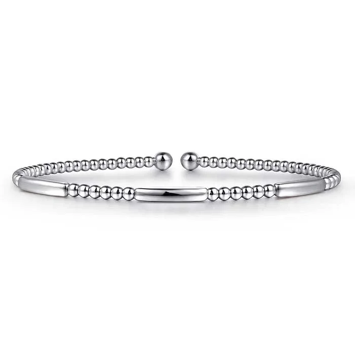 women's gold-plated bracelet -Gabriel & Co. Bujukan Collection Open Bangle Bracelet in 14K White Gold