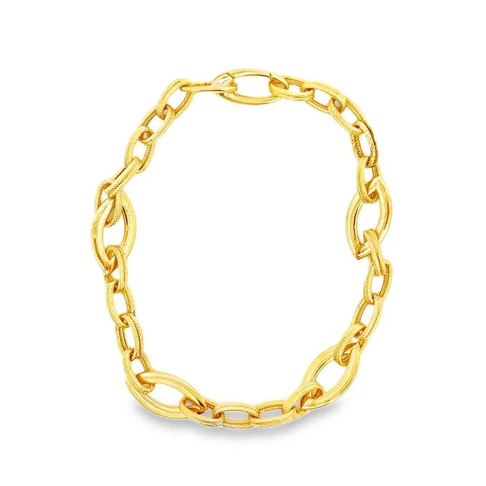 women's custom bracelet -Estate Oval Link Bracelet in 14K Yellow Gold