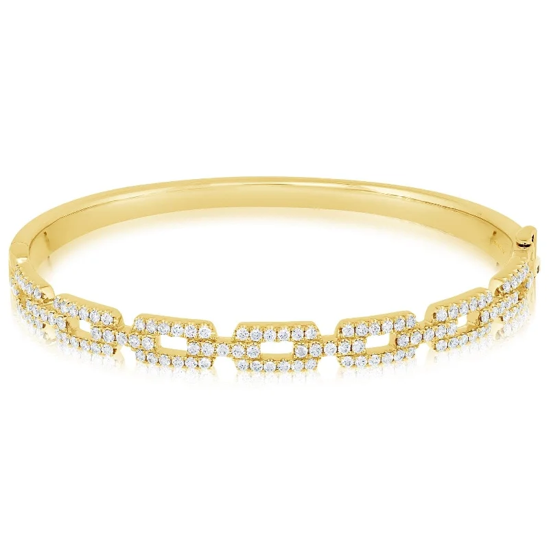 women's bangle bracelet -Chain Link Diamond Bangle Bracelet