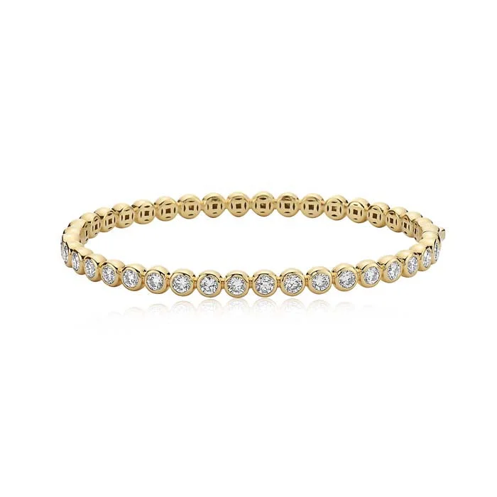 women's gemstone bangles -Charles Krypell Diamond Bubble Bangle Bracelet in 18K Yellow Gold