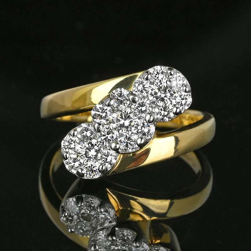 custom engagement rings -Exceptional 1 CTW Diamond Cluster Cocktail Ring in Gold