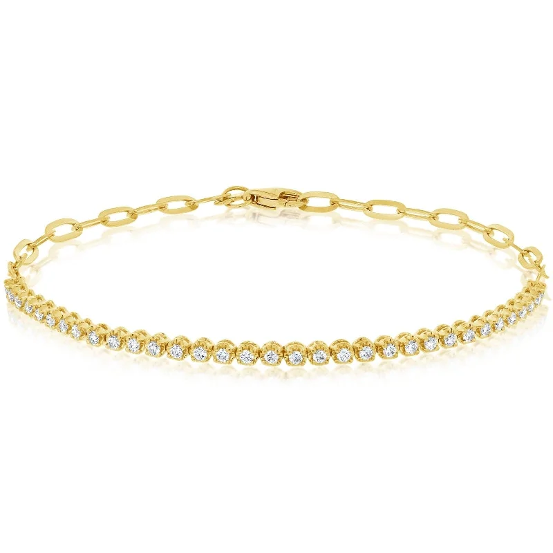 women's stackable bracelet -EF COLLECTION Diamond Segment Mini Link Bracelet