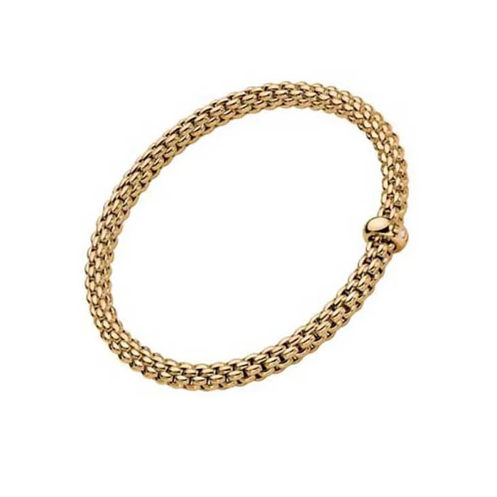 women's braided bracelet -FOPE Solo Collection Flex'it Bracelet with a Diamond in 18K Yellow Gold