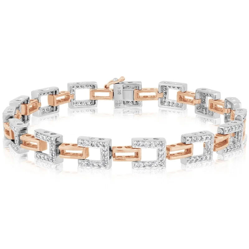 women's elegant bracelet -Mixed Link Diamond Bracelet