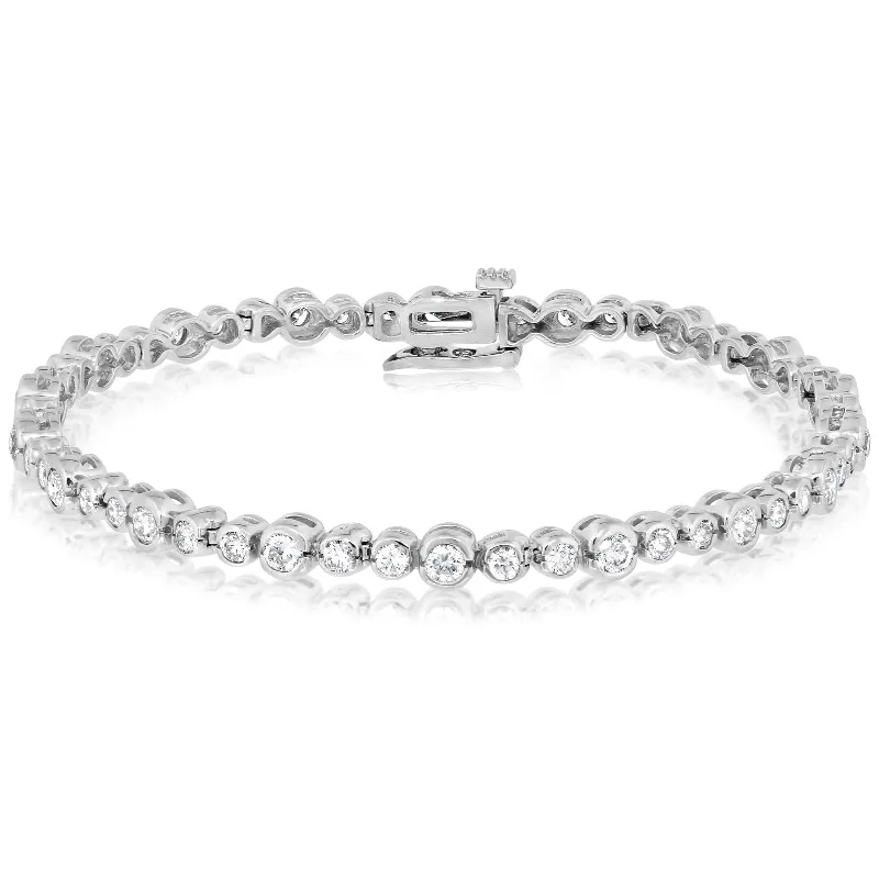 women's silver-plated bracelet -Bezel Set Diamond Fashion Bracelet