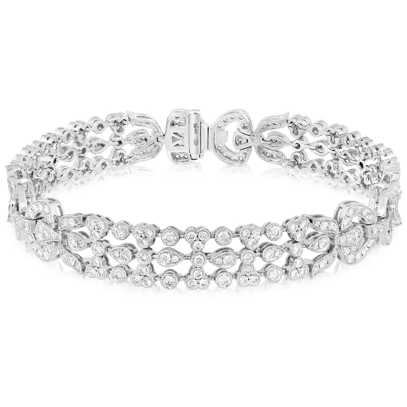 women's braided bracelet -1.50 Carat Vintage Style Three Row Diamond Bracelet