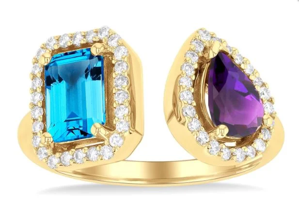 contemporary engagement rings -TOI ET MOI GEMSTONE & DIAMOND FASHION OPEN RING