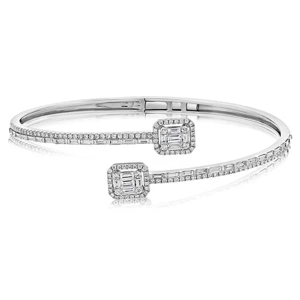 women's luxury diamond bangle -Diamond Bypass Cuff Bracelet