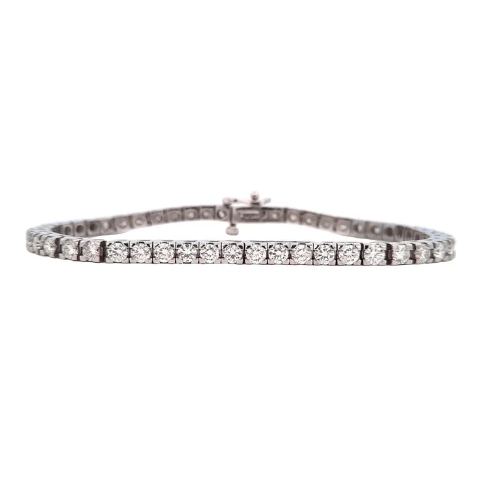 women's luxury diamond bangle -Estate 5.0CTW Diamond Tennis Bracelet in 14K White Gold