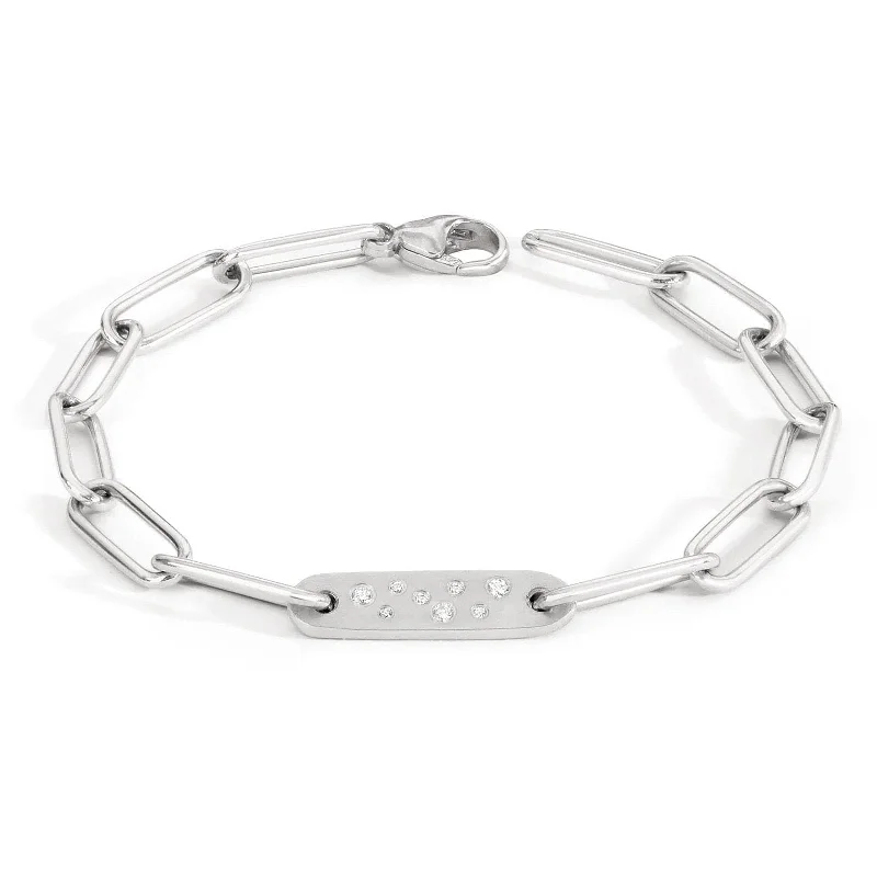 women's sterling silver bracelet -HEATHER B. MOORE 7'' Diamond Link Bracelet