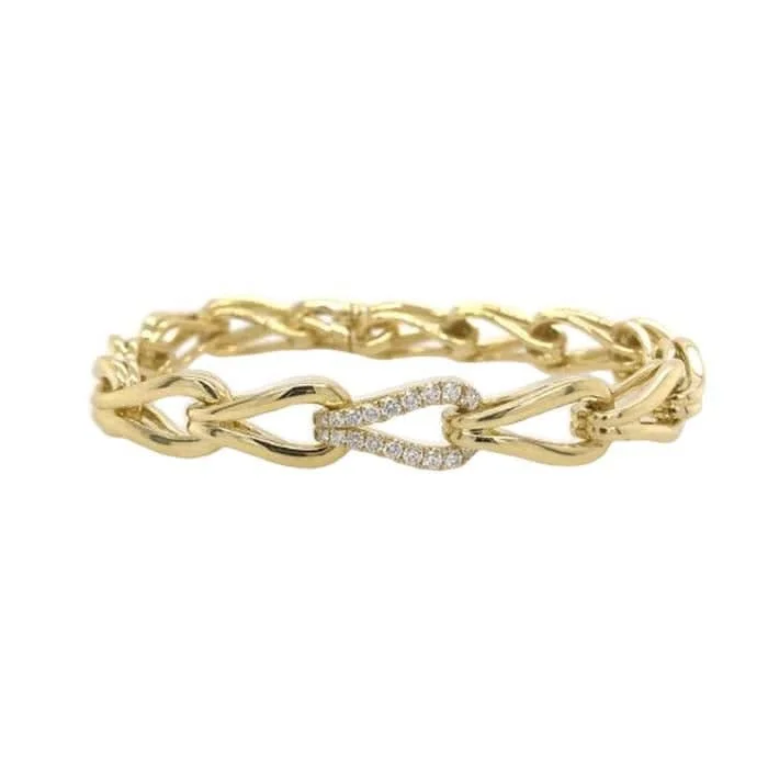 women's elegant bracelet -Charles Krypell Diamond Fancy Link Bracelet in 18K Yellow Gold