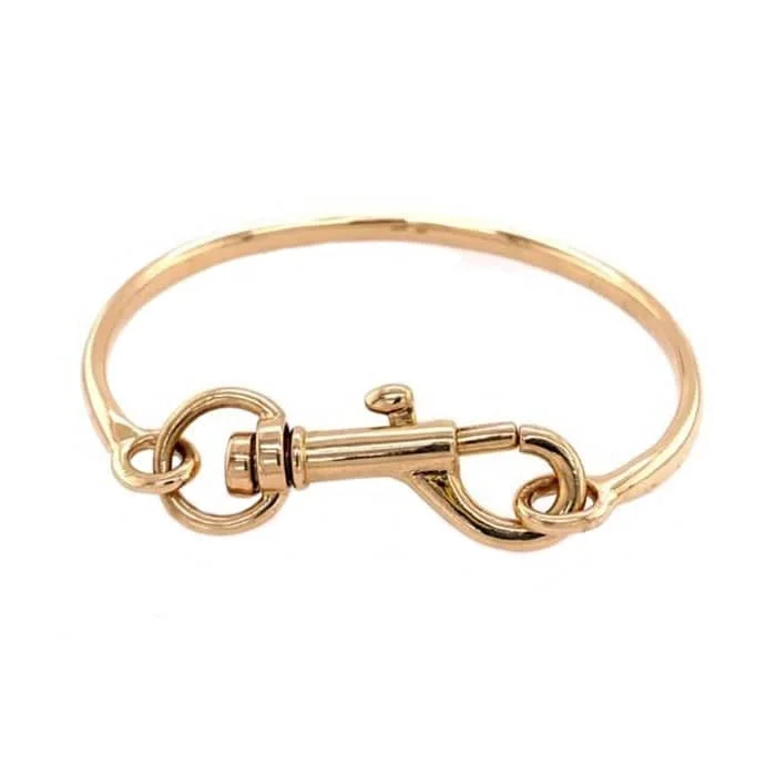 women's tennis bangles -Estate Swivel Snap Clasp Oval Bangle Bracelet in 14K Yellow Gold