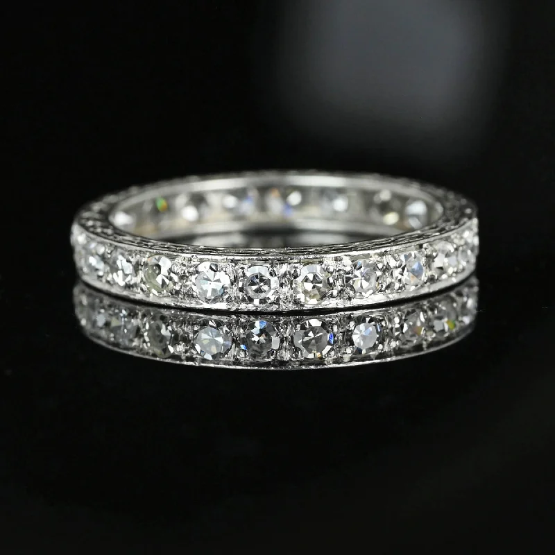 affordable diamond engagement rings -Art Deco Platinum 1 CTW Diamond Eternity Ring Band