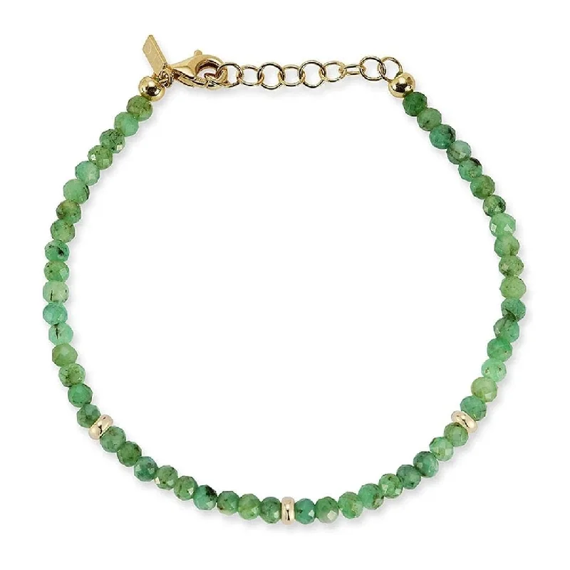 women's heart charm bracelet -EF COLLECTION Emerald Birthstone Bead Bracelet