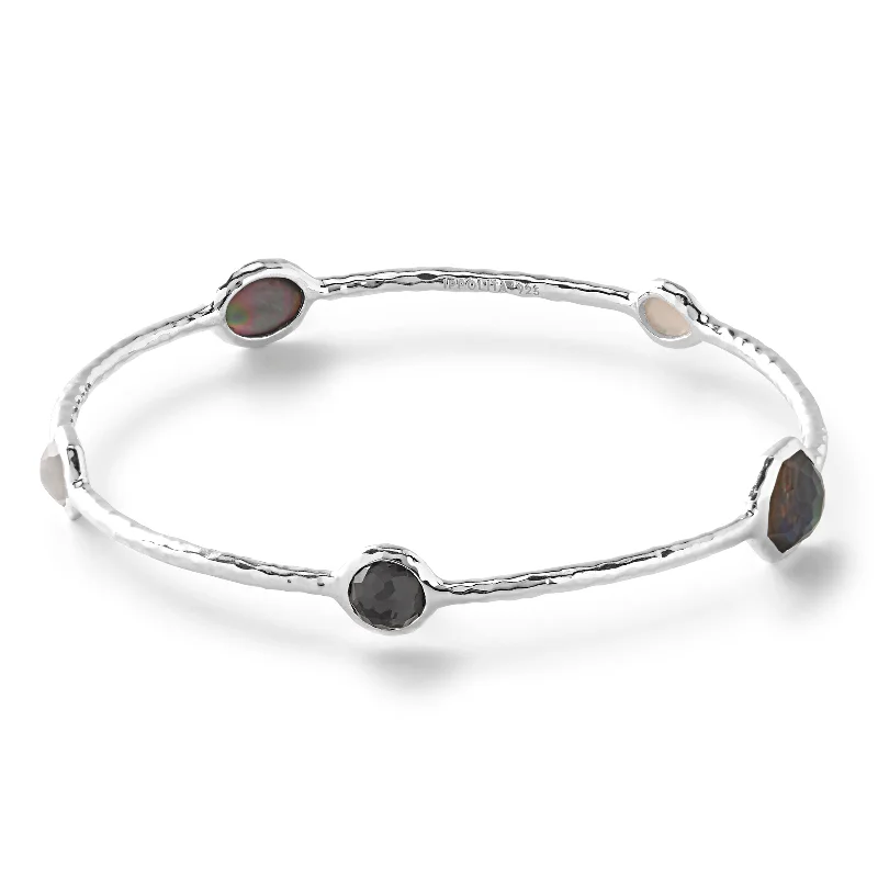 women's bangle bracelet -Ippolita Rock Candy Black Tie 5-Stone Bangle Bracelet in Sterling Silver