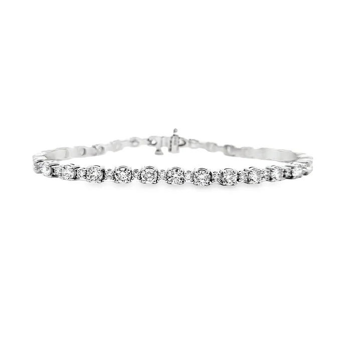 women's vintage bangles -Mountz Collection 7” 5.85 Alternating Diamond Straightline Bracelet in 14K White Gold