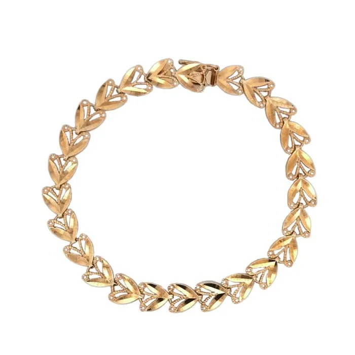 women's gold bangle -Estate Fancy Link Bracelet in 14K Yellow Gold