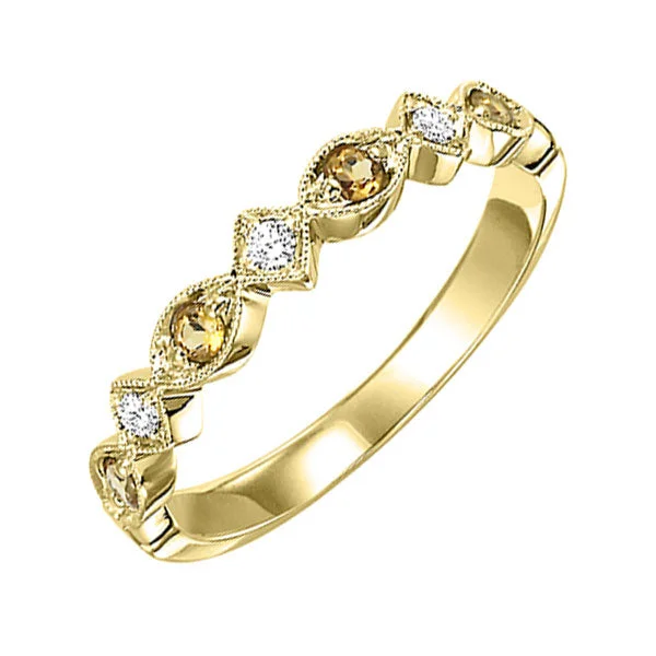 luxury engagement rings -10KT YELLOW GOLD DIAMOND (1/20CTW) & CITRINE (1/6 CTW) RING