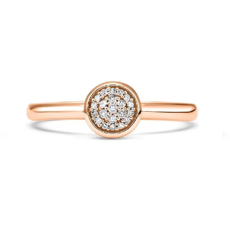 sapphire halo engagement rings -10K Rose Gold Diamond Stackable Ring - 1/10 ct.