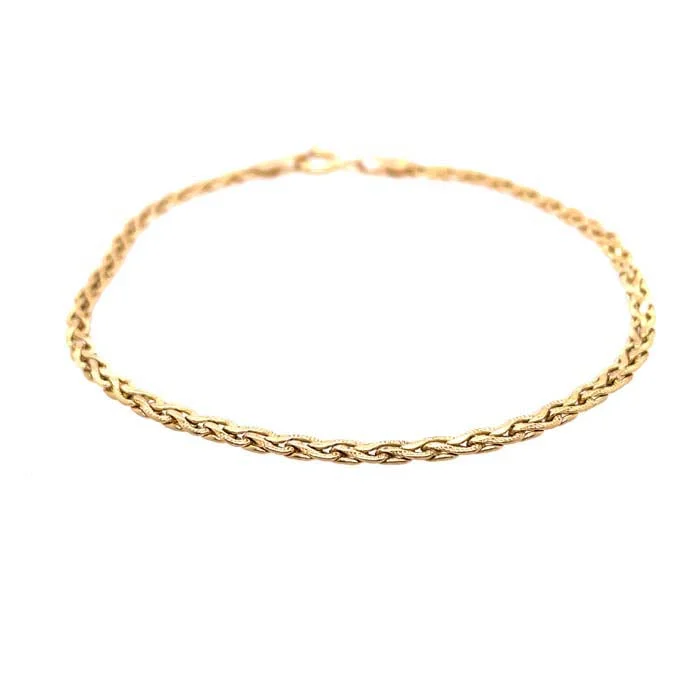 women's charm bracelet -Estate Flat Rope Chain Bracelet in 18K Yellow Gold