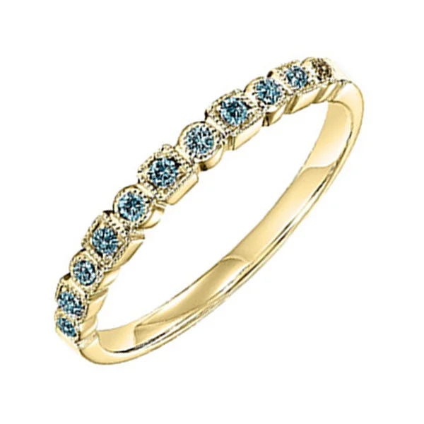 heirloom engagement rings -10KT Blue Round Diamond (1/10CTW) Ring- Available in Rose, Yellow and White Gold