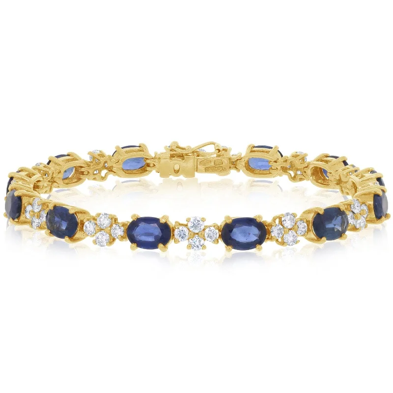 women's beaded bangles -PIRANESI Sapphire and Diamond Cluster Bracelet