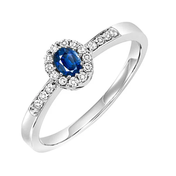 wedding engagement rings sets for her -14KT WHITE GOLD DIAMOND (1/6CTW) & SAPPHIRE (1/5 CTW) RING