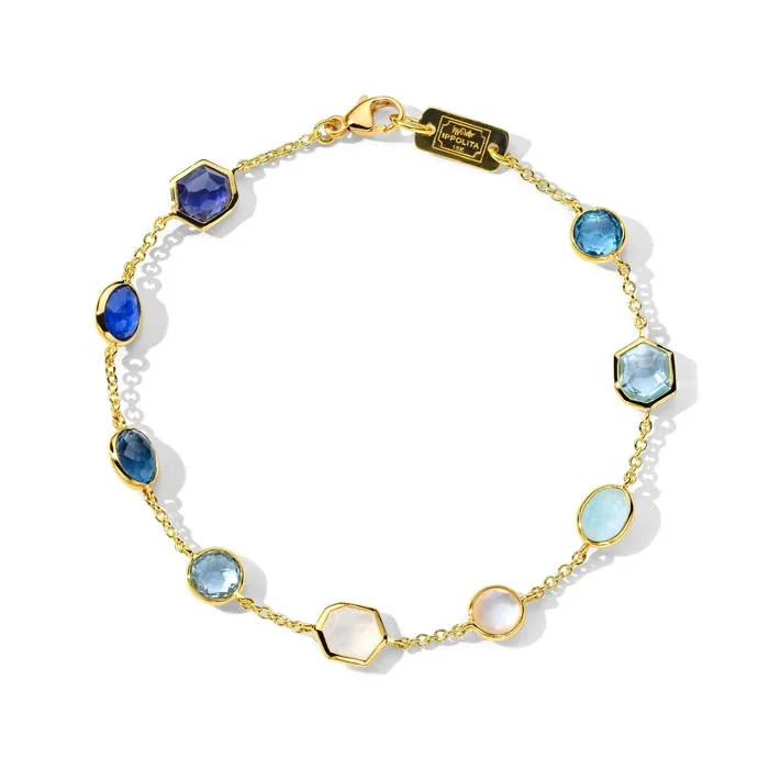 women's cuff bangles -Ippolita 9-Stone Rock Candy Bracelet "Mare" in 18K Yellow Gold