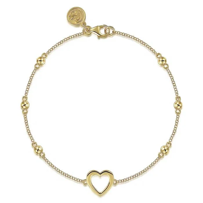 women's statement bracelet -Gabriel & Co Open Heart Bujukan Bracelet in 14K Yellow Gold