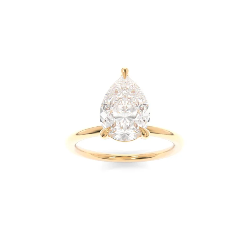 affordable halo engagement rings -Tara Solitaire Pear