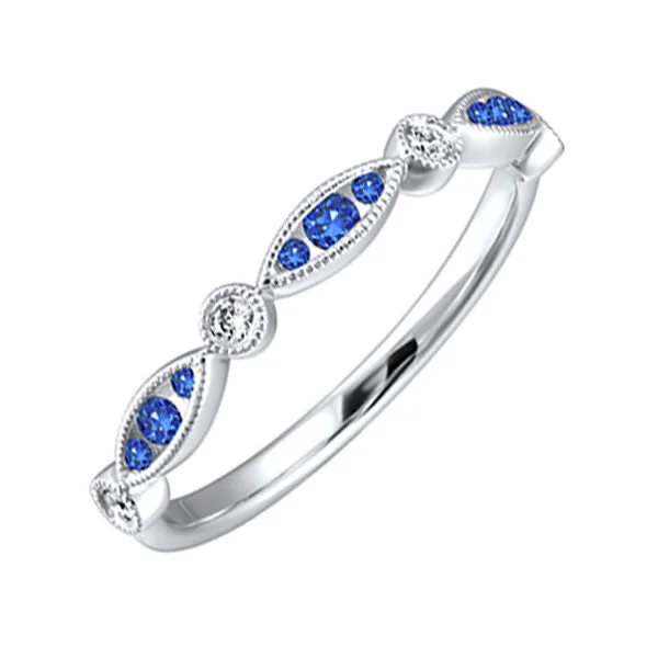 diamond halo engagement rings -14KT WHITE GOLD DIAMOND (1/20CTW) & SAPPHIRE (1/5 CTW) RING