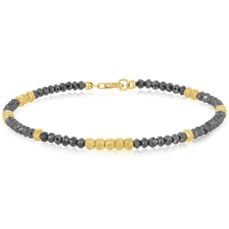 women's gold bracelet -Black Diamond & Gold Bead Bracelet