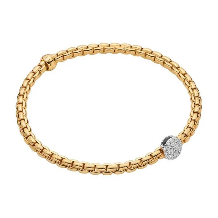 women's heart-shaped bracelet -FOPE Eka Collection Flex'it Bracelet with Diamonds in 18K Yellow and White Gold