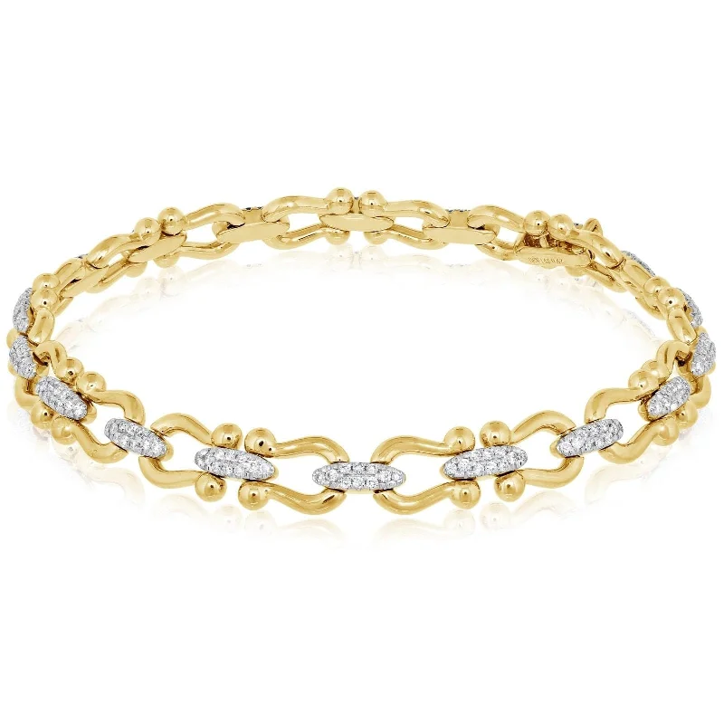 women's star bracelet -Two Tone Diamond Fashion Fancy Link Bracelet