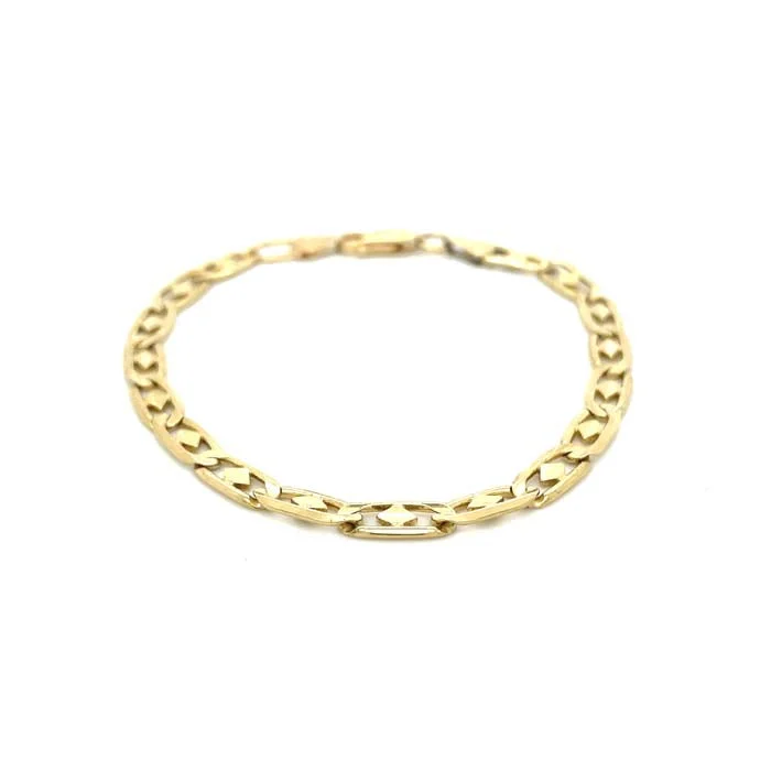 women's woven bracelet -Estate Flat Fancy Link Bracelet in 14K Yellow Gold