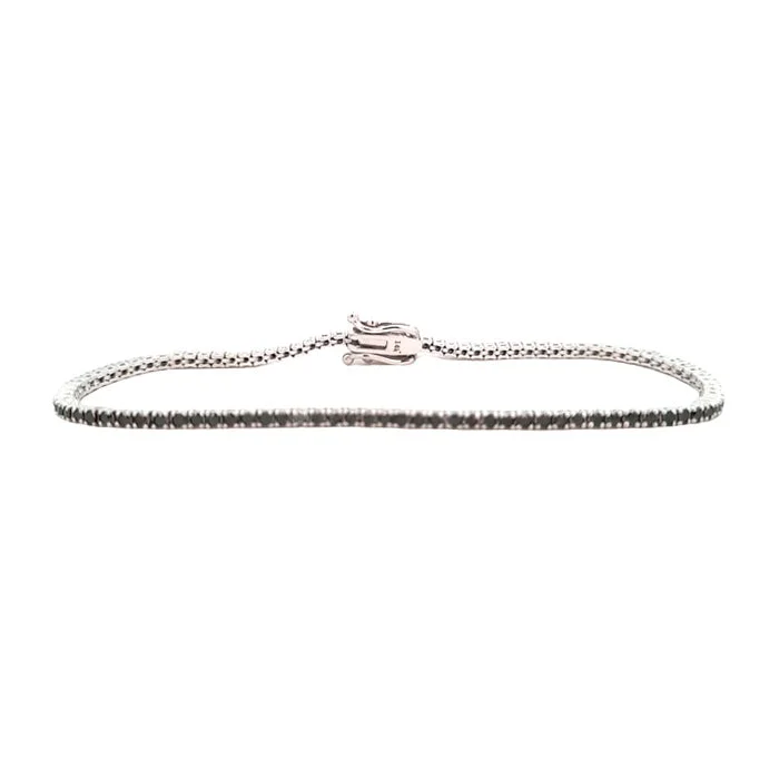 women's knot bracelet -Mountz Collection Black Diamond Straightline Bracelet in 14K White Gold