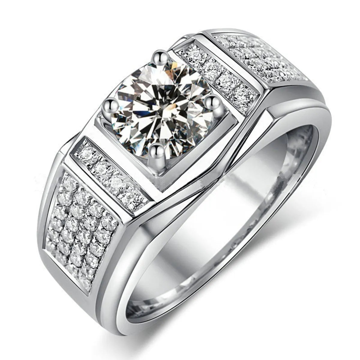 bridal engagement rings -Fashion Geometric Alloy Plating Artificial Diamond Men's Rings