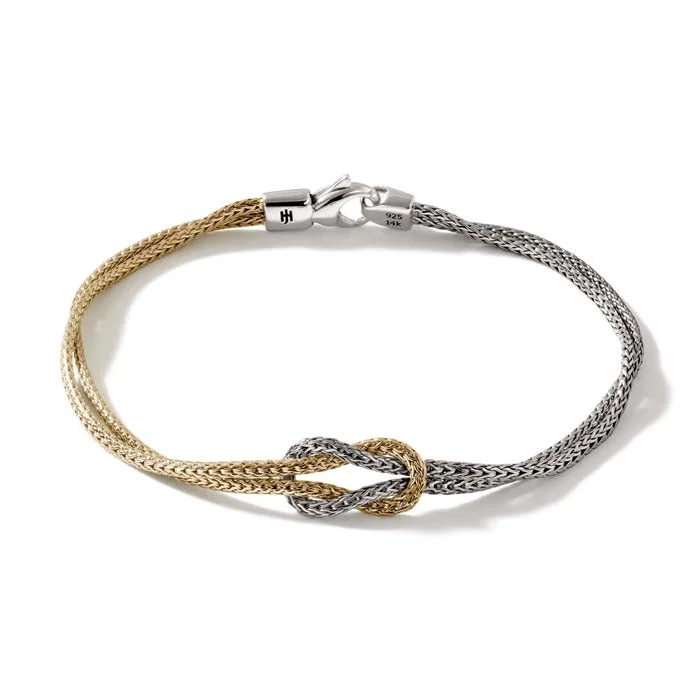 women's stretch bangles -John Hardy Manah Classic Chain Love Knot Bracelet in Sterling Silver and 14K Yellow Gold