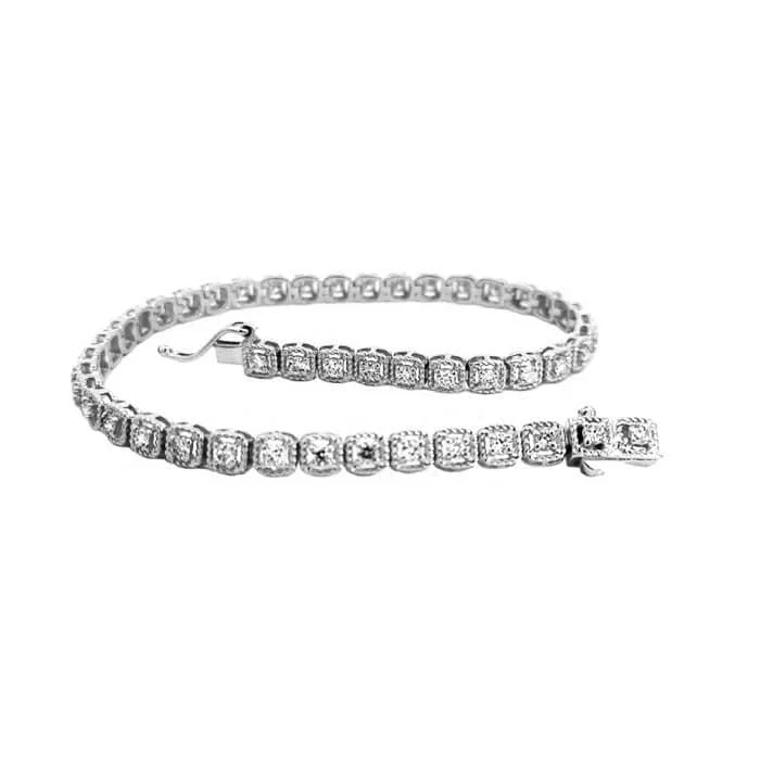 women's cuff bangle -Mountz Collection 1.0CTW 7" Diamond Straightline Bracelet in 14K White Gold