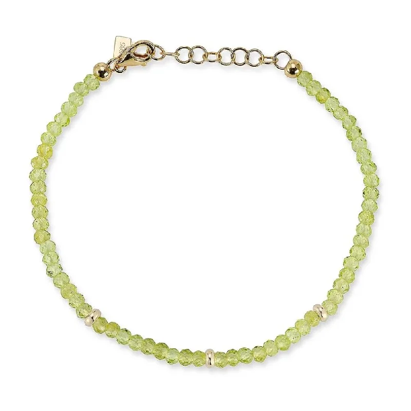 women's ruby bracelet -EF COLLECTION Peridot Birthstone Bead Bracelet