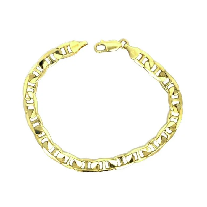 women's engraved bracelet -Estate Mariner Link Bracelet in 10K Yellow Gold