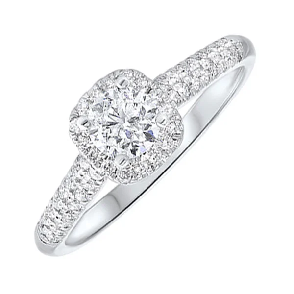 cushion halo engagement rings -14KT WHITE GOLD DIAMOND(3/4CTW) RING