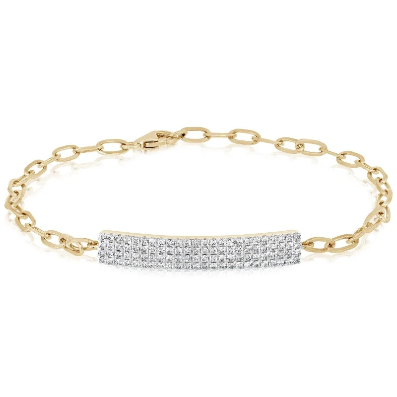 women's stackable bracelet -Diamond Bar Chain Bracelet