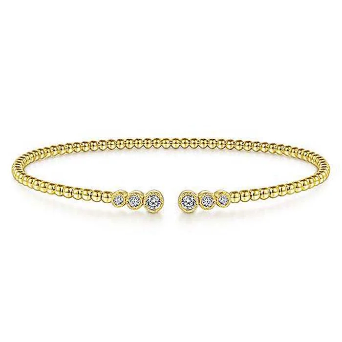 women's charm bangles -Gabriel & Co. Bujukan Diamond Split Bangle Bracelet in 14K Yellow Gold