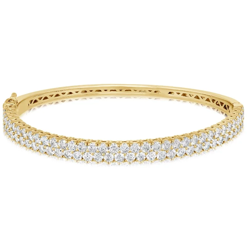 women's engraved bracelet -4.77 Carat Two Row Diamond Bangle Bracelet