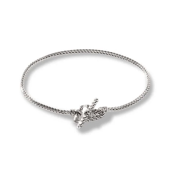 women's twisted bracelet -John Hardy Classic Chain Manah Silver Foxtail Heart Bracelet in Sterling Silver