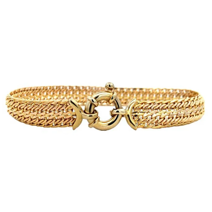 women's boho bracelet -Estate 7" Flat Filigree Bracelet in 14K Yellow Gold