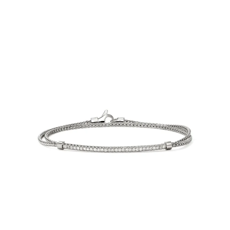 women's open bangle -JOHN HARDY Essential Double Wrap Diamond Bar Bracelet