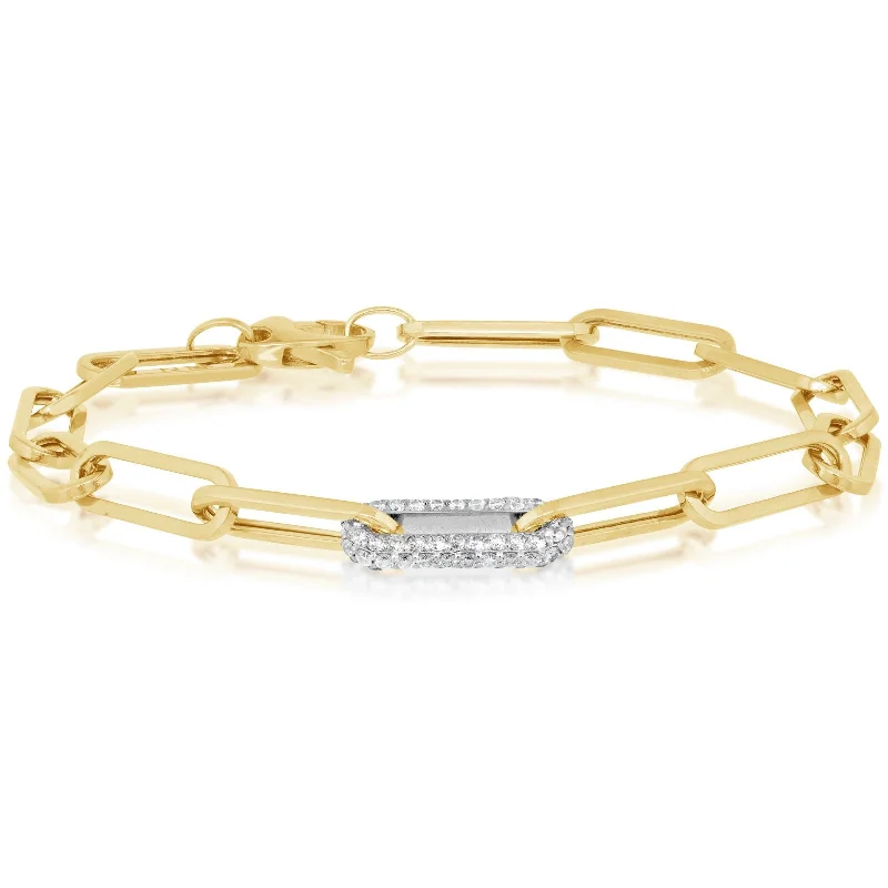 women's floral bracelet -Two Toned Diamond Paperclip Bracelet