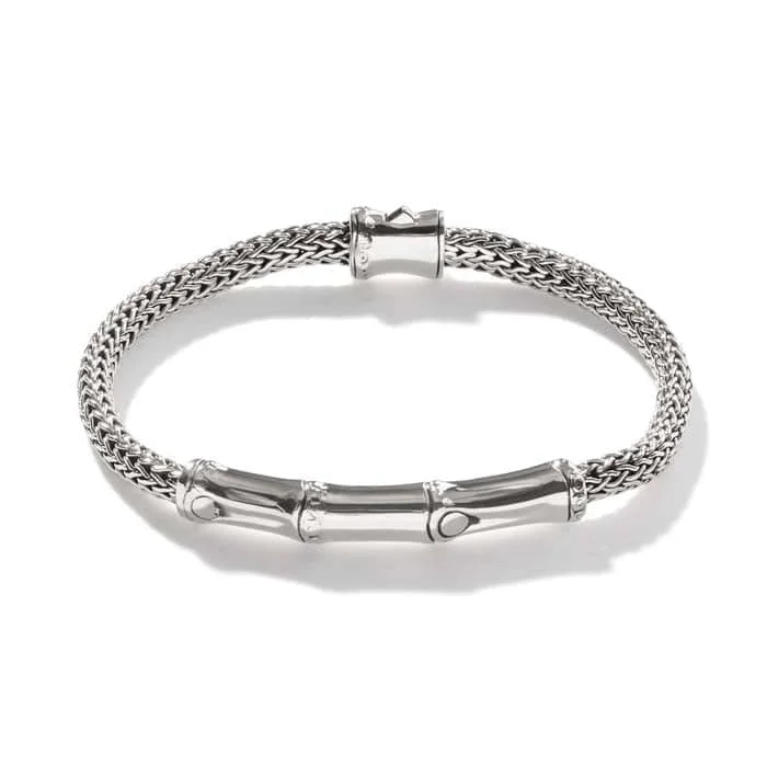 women's moonstone bracelet -John Hardy Classic Chain Bamboo Station Bracelet in Sterling Silver - Size Medium